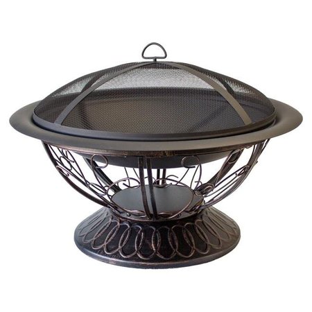 AZ PATIO HEATERS AZ Patio Heaters FT-022 30 x 18 in. Wood Burning Firepit with Scroll Design; Black FT-022